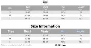 Tableau des tailles pour robe ajustée à col en V avec buste, taille, hanches et longueur