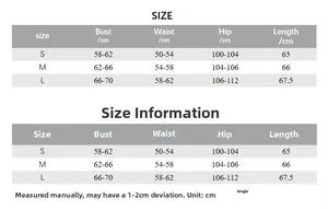 Size chart table for sleeveless solid color pleated dress showing bust waist and hip measurements