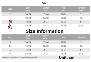 Tableau des tailles détaillé en cm pour bodys sexy sans manches et dos nu de S à XL