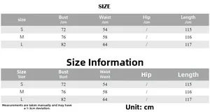 Guide des tailles détaillé pour robe bustier corset avec mesures buste et taille
