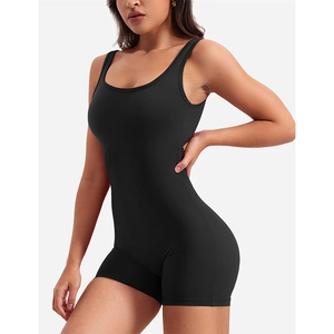 Body Sexy Dos Nu pour Femmes Pièce Unique Sans Manches Col Bateau Ajouré Fronces Moulant Combinaison Décontractée Sport Yoga
