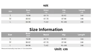 Size chart for summer halter neck maxi dress showing measurements for S, M, and L sizes