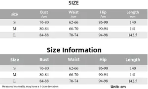 Size chart for women sleeveless bodycon dress detailing bust waist and hip in centimeters