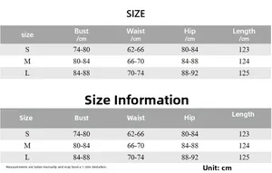 Detailed size chart for bodycon midi dress showing S, M, L measurements in centimeters