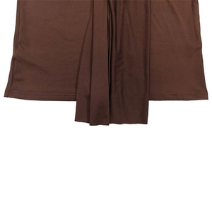 Detail view of the hem stitching on a dark brown slim-fit sleeveless summer dress
