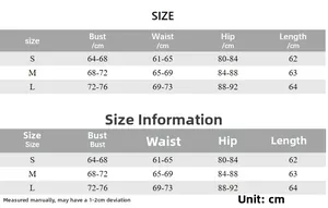 Detailed size chart for women's slim dress featuring S, M, L measurements in centimeters