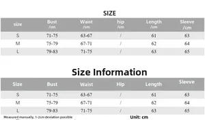Detailed size information chart for slim fit long sleeve off-shoulder dress in cm