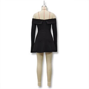 Detail view of the open-back off-shoulder mini dress with invisible back zipper