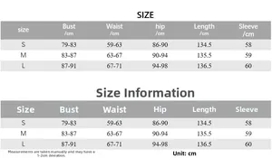 Detailed size chart for women's slim fit dress showing bust waist and length measurements