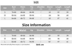 Size chart for women's off-shoulder top and high waist skirt set from S to L size