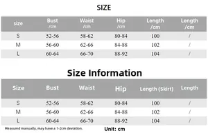 Size chart for lace off-shoulder dress showing S, M, L measurements in centimeters