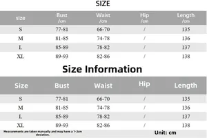 Detaillierte Größentabelle in cm für ärmelloses Maxikleid mit Karree-Ausschnitt S-XL