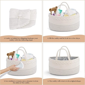 Steps to restore cotton rope diaper caddy from folded state to original shape