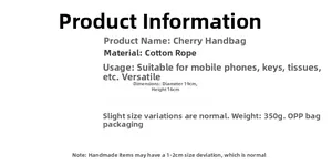 Specifications of cherry cotton rope woven basket with 19cm diameter and 16cm height
