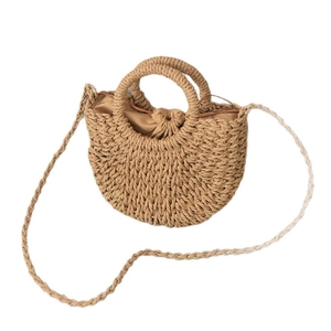 Large capacity woven straw beach bag with drawstring liner and crossbody strap