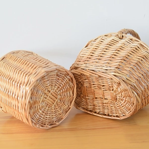 Detailed close-up showing the handcrafted natural willow weave and texture of the basket