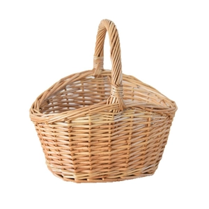Handwoven willow picnic basket with sturdy handle for fruit storage and home organization