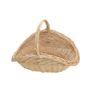 Handmade woven willow picnic basket with arched handle for fruit storage and kitchen organizing