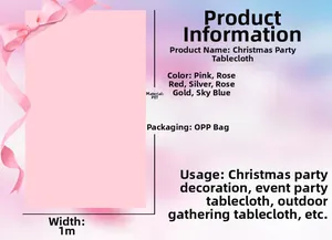 Detailed size specifications for a rectangular pink PET party tablecloth measuring 2.7m x 1m