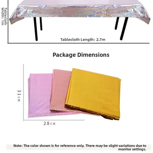 Detail showing dimensions of laser holographic PET tablecloths for party decorations