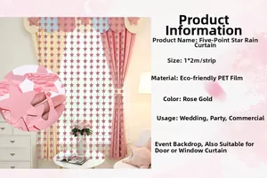 Detail of rose gold star fringe curtain backdrop with 1*2m PET metallic film dimensions