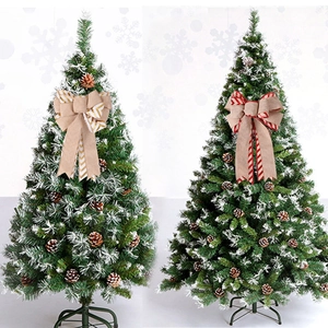 Burlap Christmas Bow Large Red Gold Striped Double Layer Decorative Bow For Christmas Tree Topper Window Home Party Decor