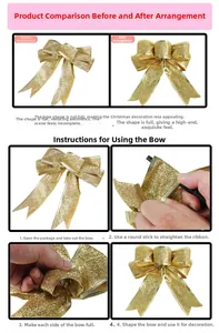 Guide on shaping large gold glitter Christmas bows for festive tree and home decoration