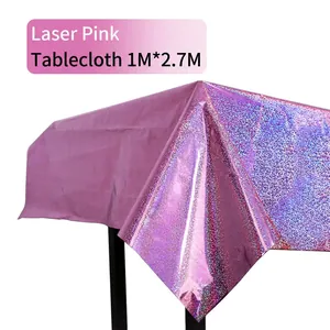 Laser pink PET tablecloth 1M*2.7M with holographic shimmer for party decoration