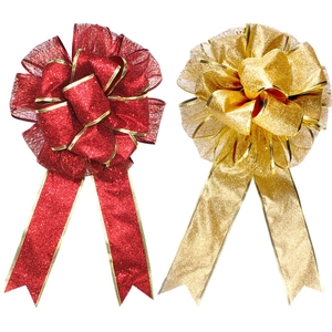 Large Christmas Bow Decoration Double Layer Glitter Bowknot Gold Edging Ribbon For Christmas Tree Party Home Decor