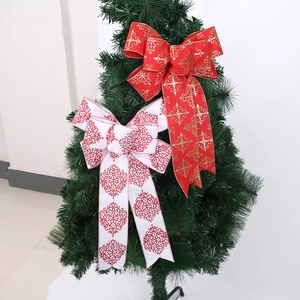 Kerststrikken van imitatie linnen met sneeuwvlok en golfpatroon voor kerstboom decoratie