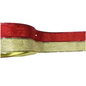 Metallic Christmas Ribbon Gold Red Glitter Woven Ribbon For DIY Bow Making Xmas Tree Festive Gift Wrapping Decor