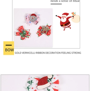 Détail de nœuds de Noël avec paillettes, renne et Père Noël accessoires de cheveux de fête