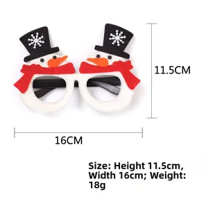 Detailed view of snowman Christmas glasses with dimensions 16cm width and 11.5cm height