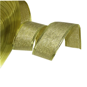 3.8cm gold metallic decorative ribbon with fine woven texture for Christmas bow making