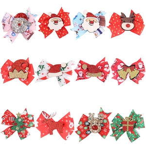 Barrettes à Cheveux Nœud de Noël avec Père Noël et Renne en Paillettes pour Enfants Épingles à Cheveux Décoration de Fête