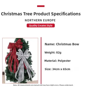 Weihnachtsbaumschleifen aus Polyester mit rot-schwarzem Karomuster, Maße 34cm x 65cm