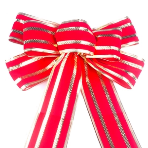Red and gold 35x28cm Christmas bow decoration for holiday party wreaths and trees