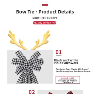 Details des Gingham-Musters und der Stofftextur der schwarz-weißen Schleifendekoration