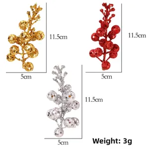 Glitzer-Beerenstiele in Gold, Rot und Silber für Weihnachtsbaum und Kranzdekoration