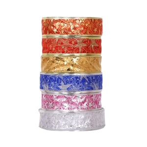 Nastri natalizi da 5cm con stelle glitterate in oro, rosso, blu e argento, 6 rotoli
