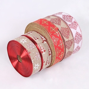 Christmas Decorative Ribbon Linen Like Fabric Wire Edged Ribbon For Holiday Tree Home Party DIY Crafts Ornaments