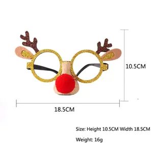 Christmas party glasses with reindeer antlers and red pompom, 18.5x10.5cm festive props