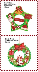 Detail view of Merry Christmas hanging ornaments featuring Santa and snowman patterns