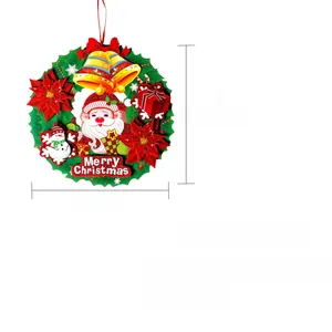 Detailed Christmas wreath featuring Santa, snowman and gold bells with Merry Christmas sign