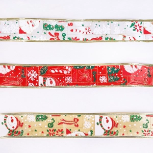 10m Christmas ribbon with Santa Claus and snowflake patterns for tree decoration