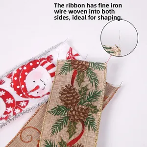 Detailed view of Christmas ribbon with wired edges for flexible shaping and holiday decor