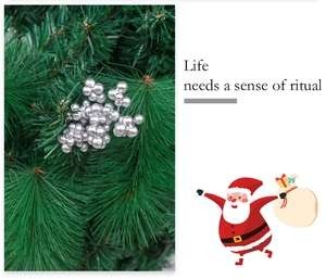 Macro shot of festive silver berry clusters with green pine needles for DIY Christmas decor
