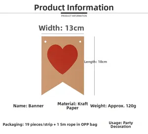 Detail view of 13x18cm kraft paper banner flags for Willkommen Zuhause party decoration