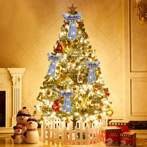 LED Glowing Christmas Ribbon Bow Christmas Tree Topper Hanging Decoration With Gold Snowflake Star Pattern Festive Party Home Decor