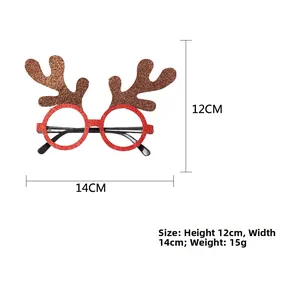 Kerst rendier bril van 12cm hoog en 14cm breed voor feestelijke foto rekwisieten
